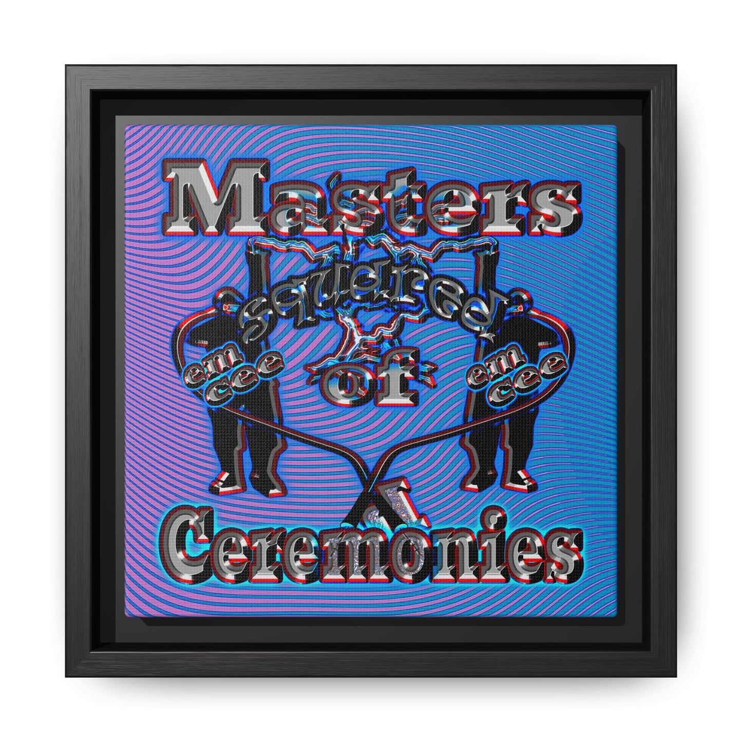 em cee squared - framed canvas art (light blue-purple wave)