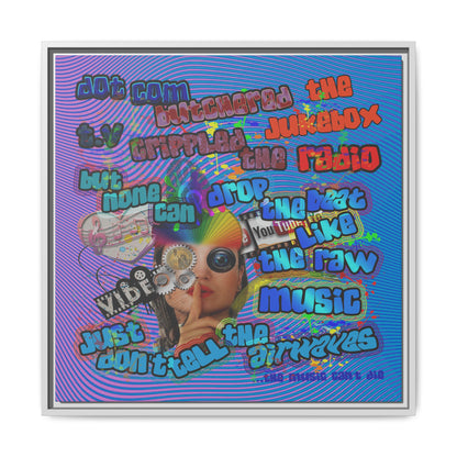drop the beat - framed canvas art (light blue-purple wave)