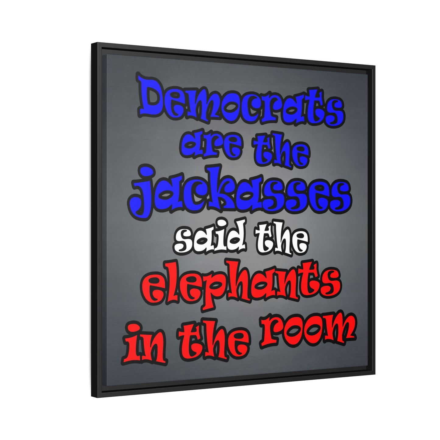 donkeys and elephants - framed canvas art (grey-light grey)
