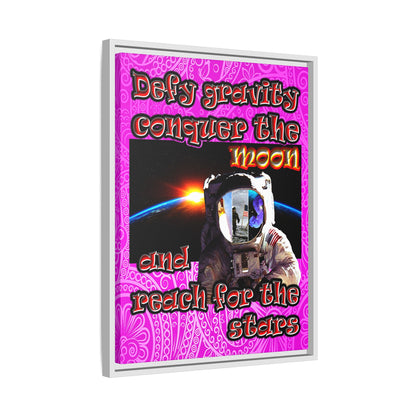 defy conquer reach - framed canvas art (pink swirl)