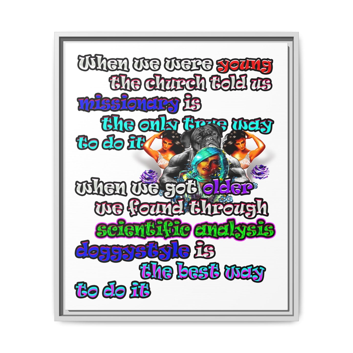 doggystyle - framed canvas art (white)