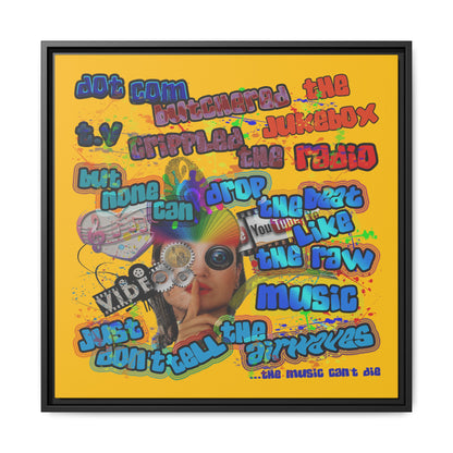 drop the beat - framed canvas art (yellow)