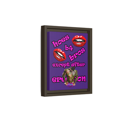 hoes b4 bros - framed canvas art (purple)