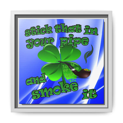 stick that in your pipe and smoke it - framed canvas art (blue-white wave)