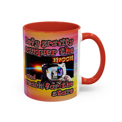 defy conquer reach - Accent Mug (color blur)