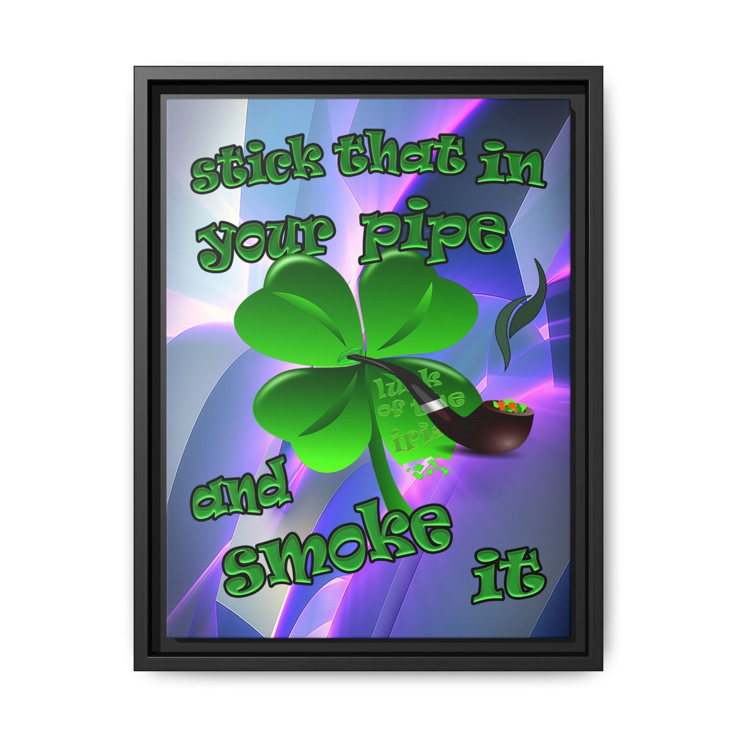 stick that in your pipe and smoke it - framed canvas art (grey-pink wave)