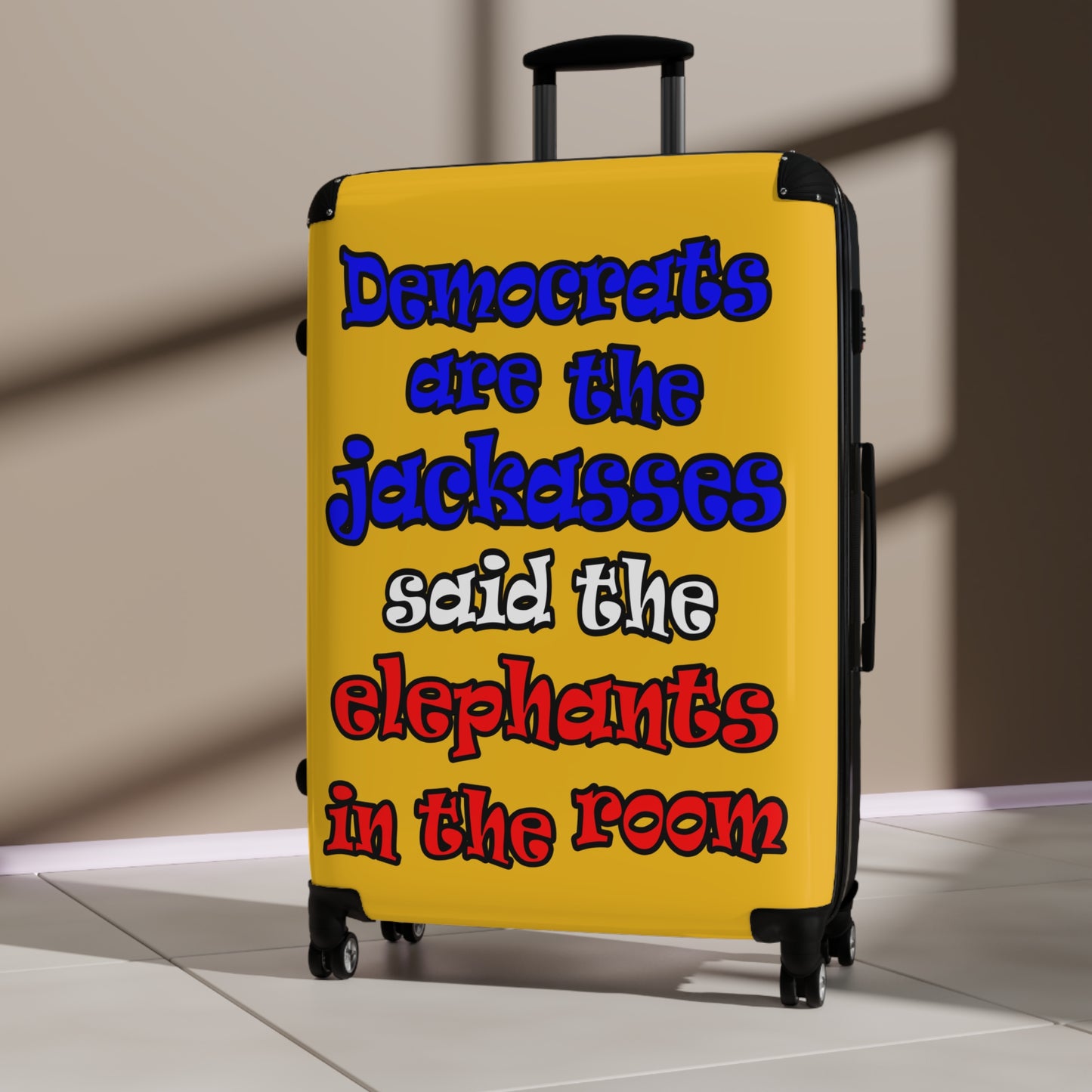 donkeys and elephants - Suitcase (yellow)