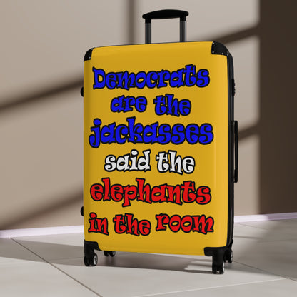 donkeys and elephants - Suitcase (yellow)