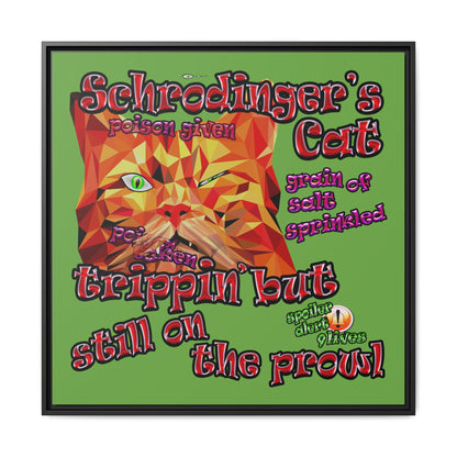 schrodinger's cat - framed canvas art (green)