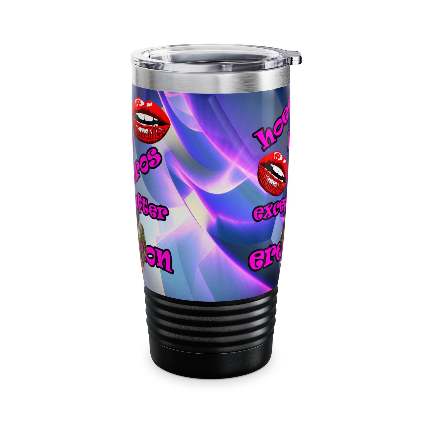 hoes b4 bros - Ringneck Tumbler, 20oz (grey-pink wave)