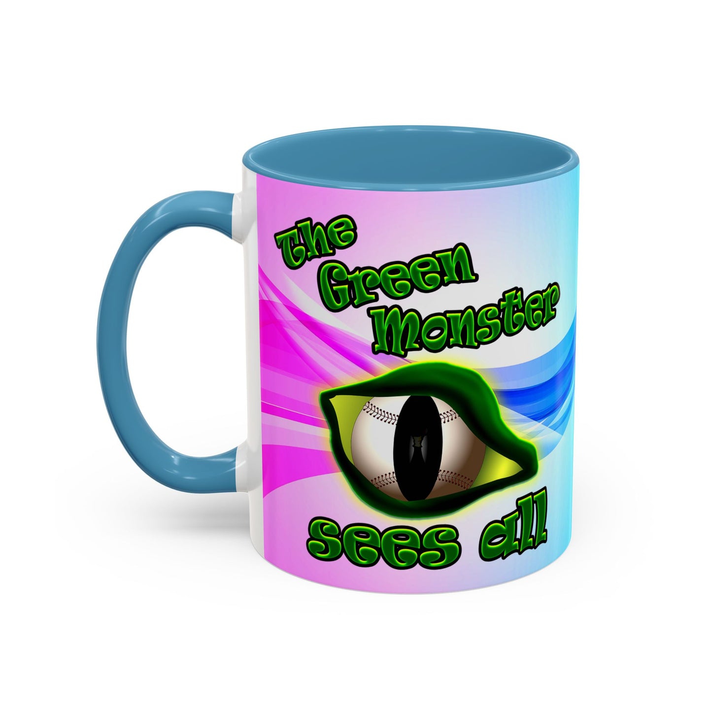 green monster - Accent Mug (light blue-pink wave)
