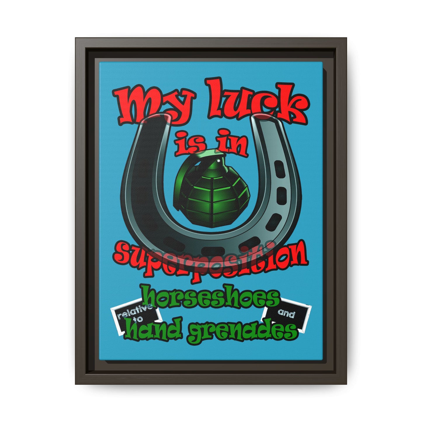 my luck - framed canvas art (turquoise)