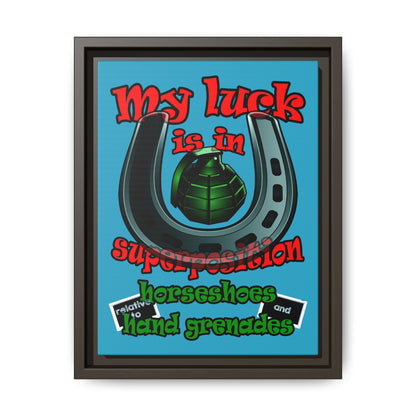 my luck - framed canvas art (turquoise)