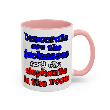 donkeys and elephants - Accent Mug (white)