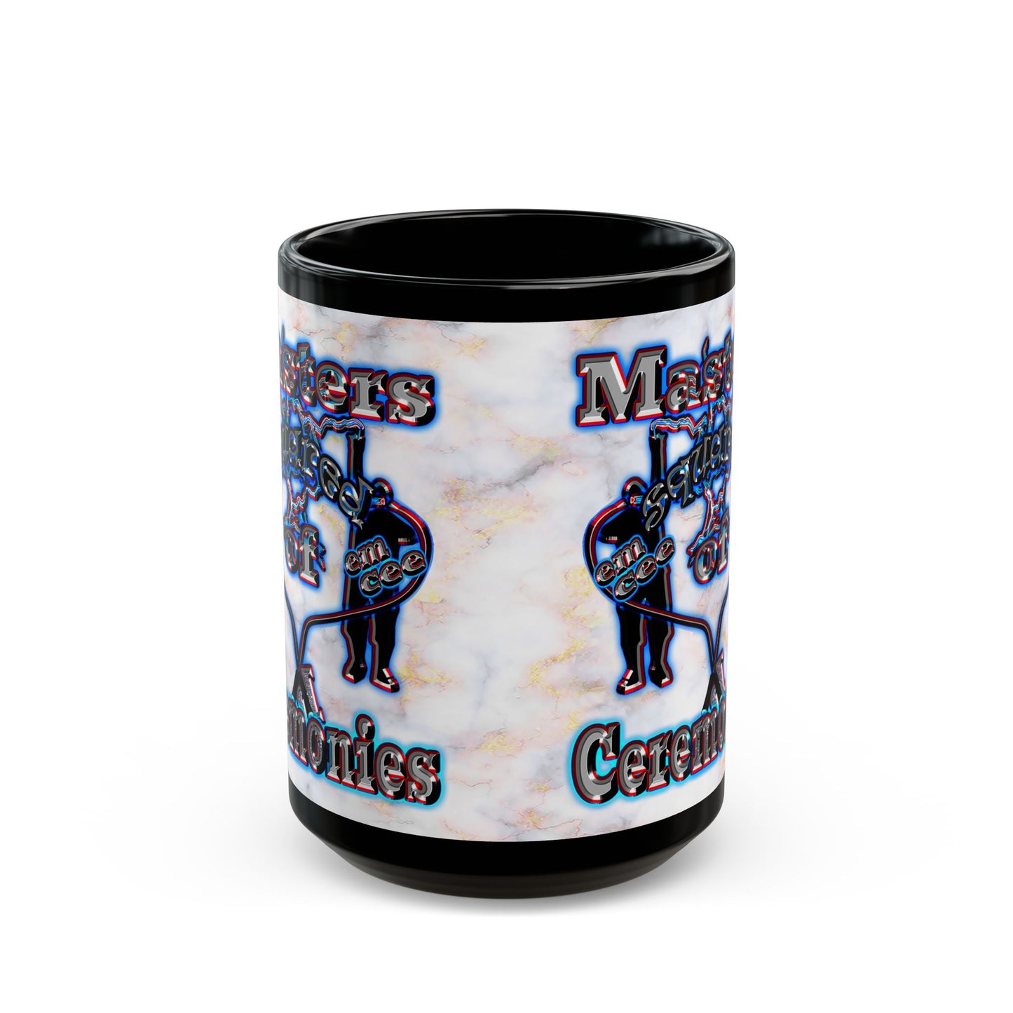 em cee squared - Black Mug (white marble)