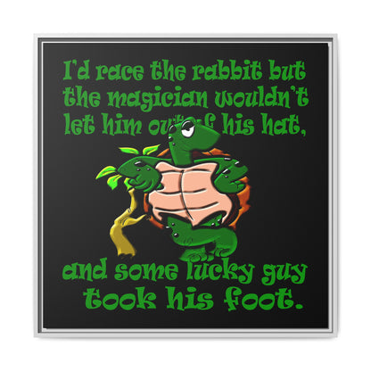 turtle race - framed canvas art (black)