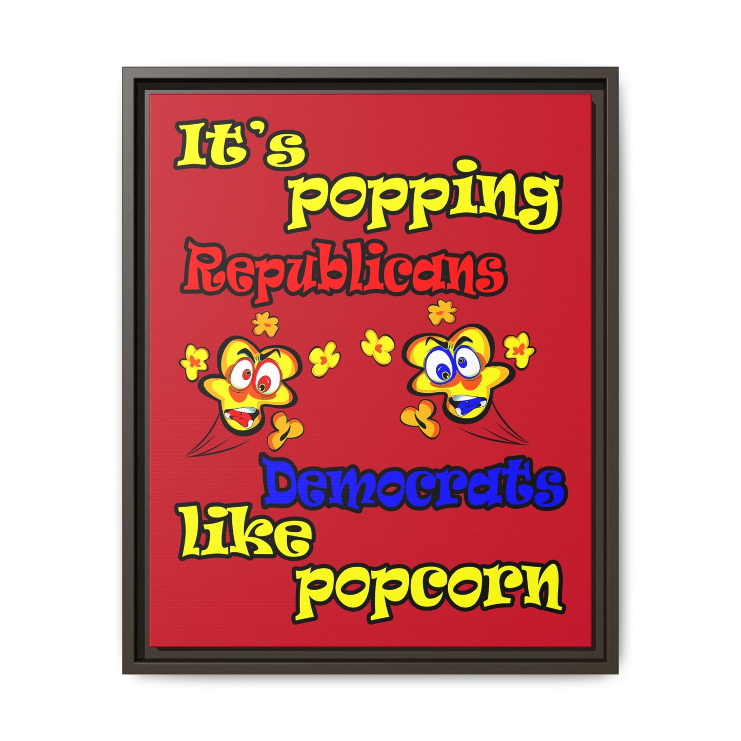 popping like popcorn - framed canvas art (dark red)