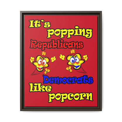 popping like popcorn - framed canvas art (dark red)