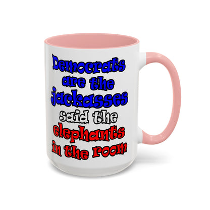 donkeys and elephants - Accent Mug (white)