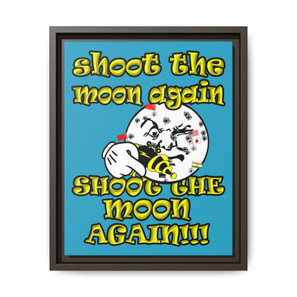 shoot the moon again - framed canvas art (turquoise)