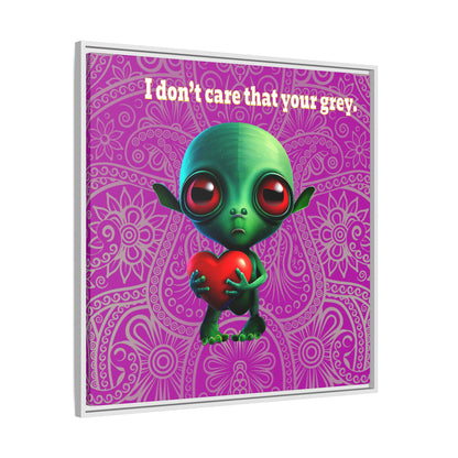 I don't care that your grey - framed canvas art (pink swirl)