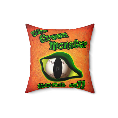 green monster - Faux Suede Square Pillow - (burnt orange)