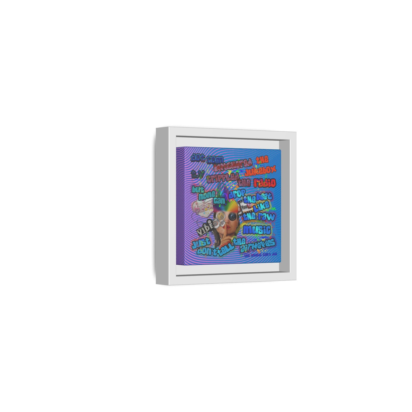 drop the beat - framed canvas art (light blue-purple wave)