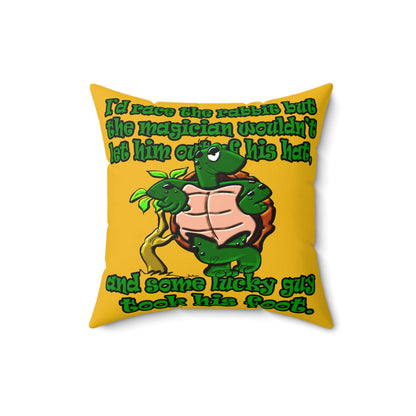 turtle race - Spun Polyester Square Pillow - (yellow)