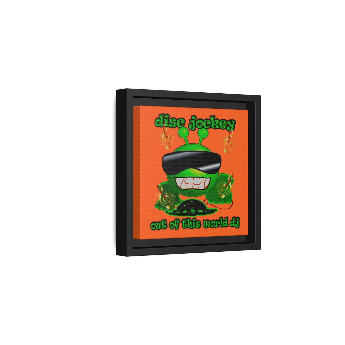 disc jockey - framed canvas art (orange)