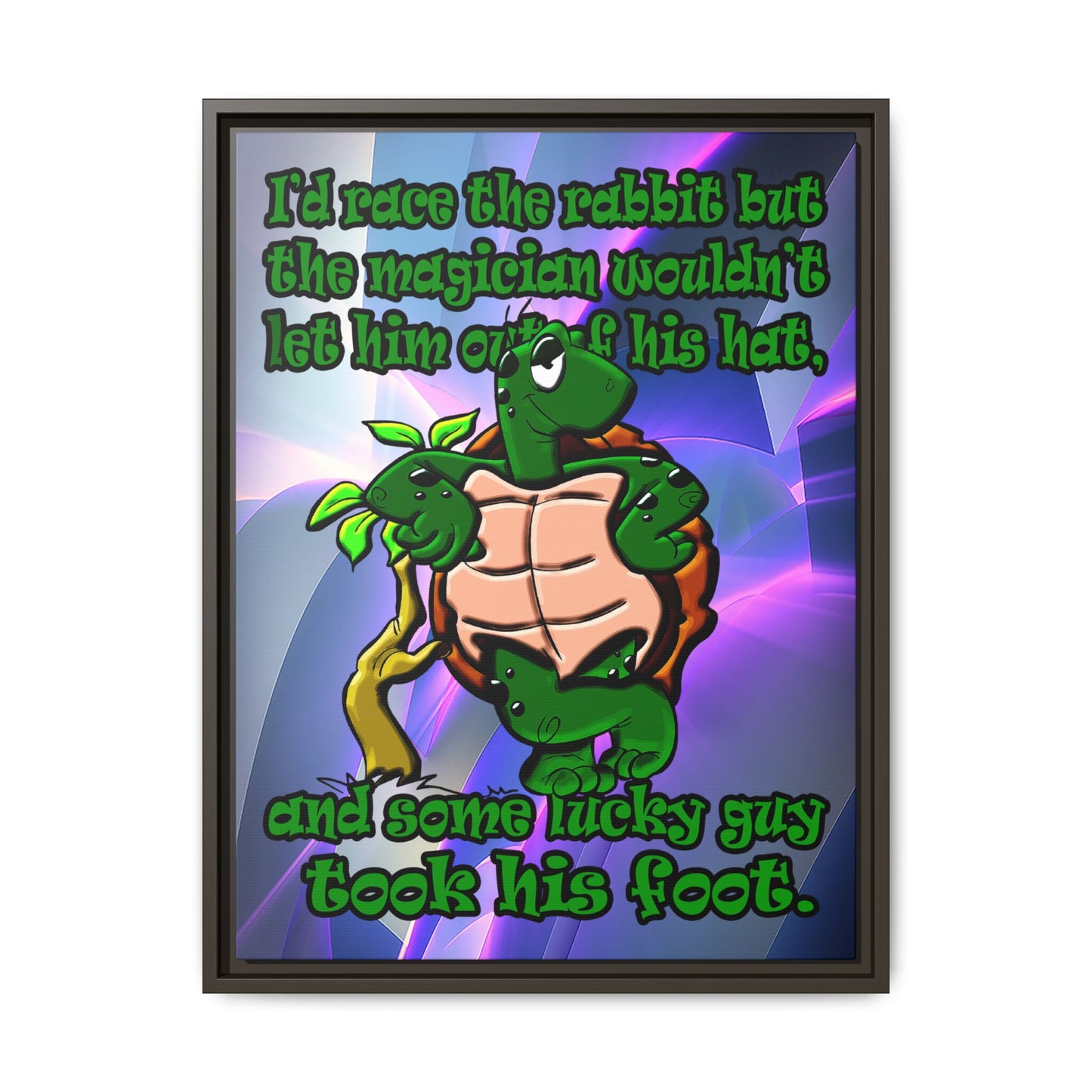 turtle race - framed canvas art (grey-pink wave)