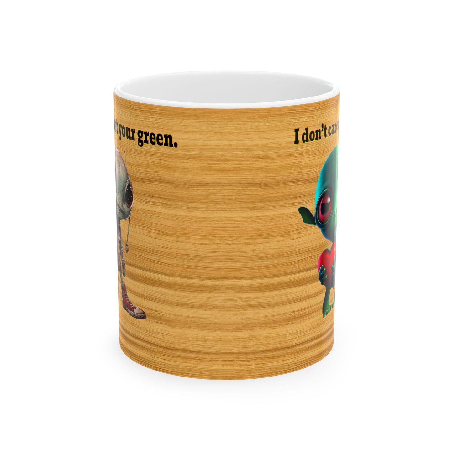 I don't care that your grey - White Mug (butterscotch wood finish)