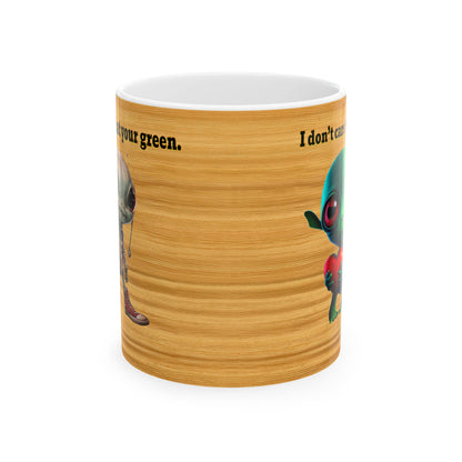 I don't care that your grey - White Mug (butterscotch wood finish)