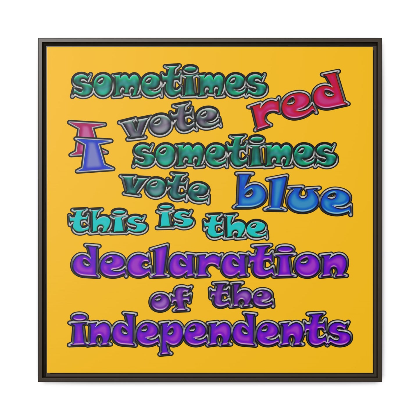 declaration of the independents - framed canvas art (yellow)