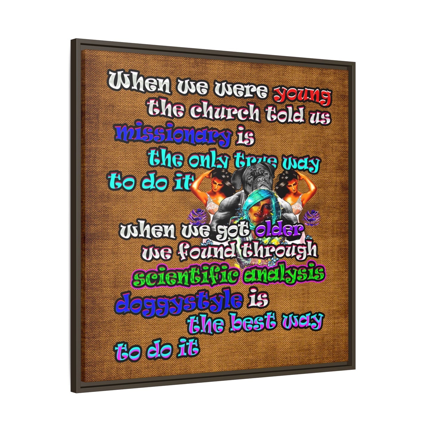 doggystyle - framed canvas art (brown papyrus)