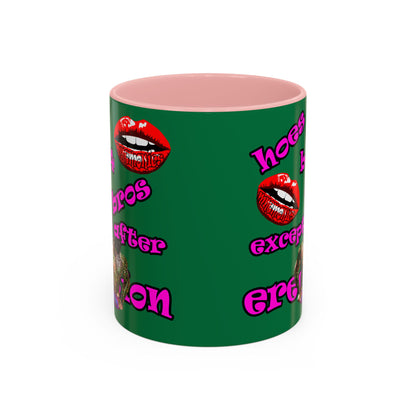 hoes b4 bros - Accent Mug (dark green)
