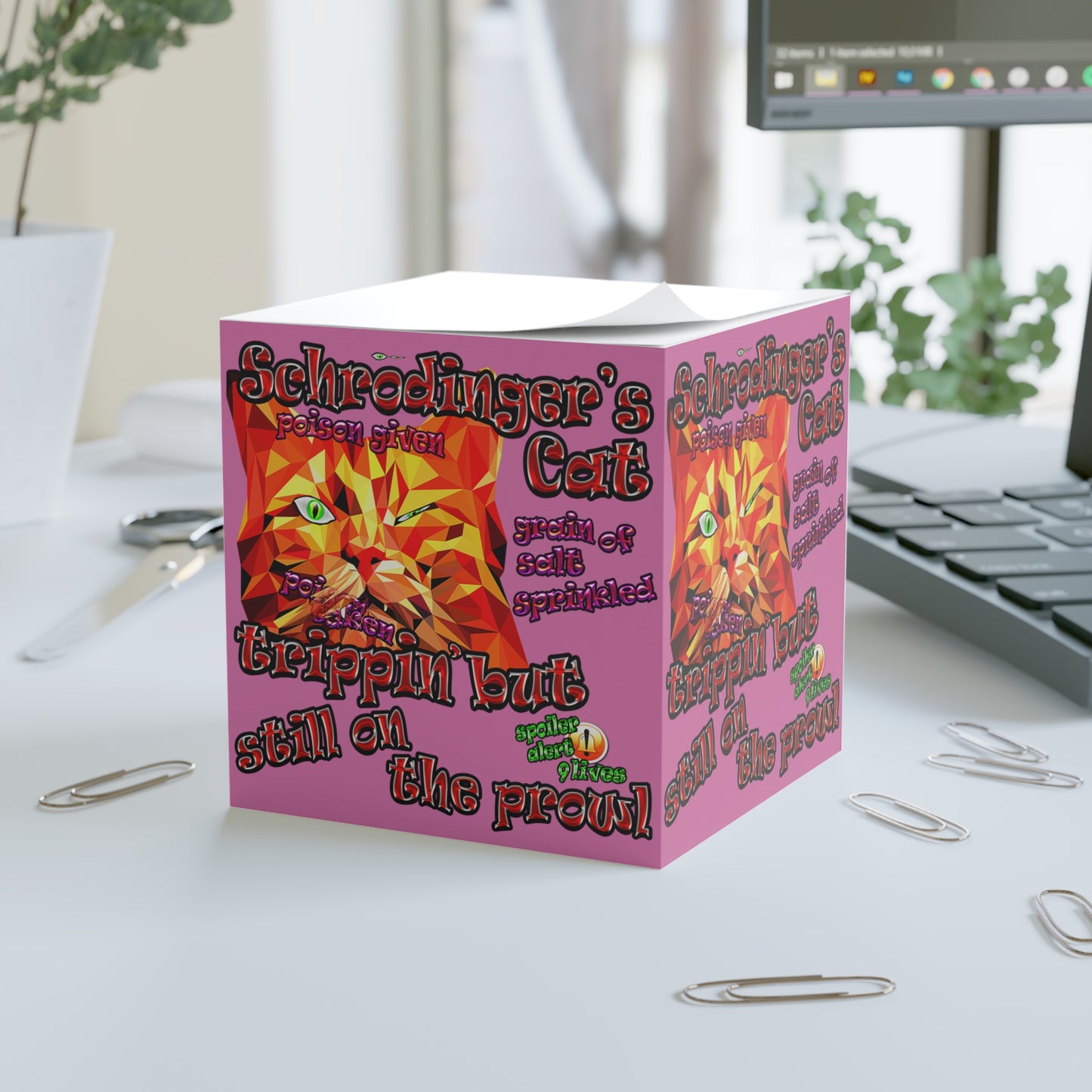 schrodinger's cat - note cube (light pink)