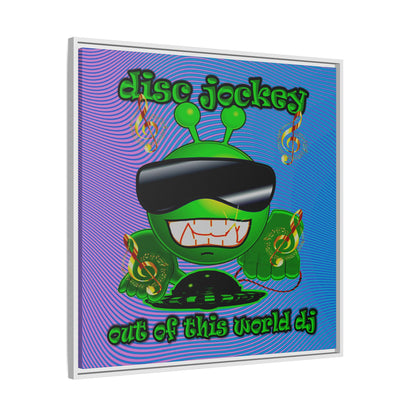 disc jockey - framed canvas art (light blue-purple wave)
