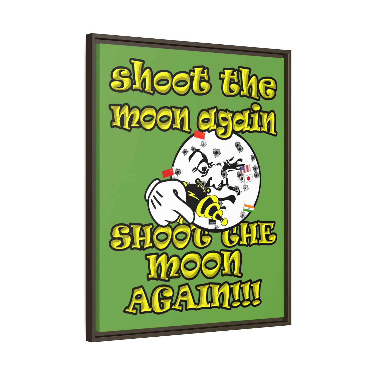 shoot the moon again - framed canvas art (green)