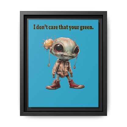 I don't care that your green - framed canvas art (turquoise)