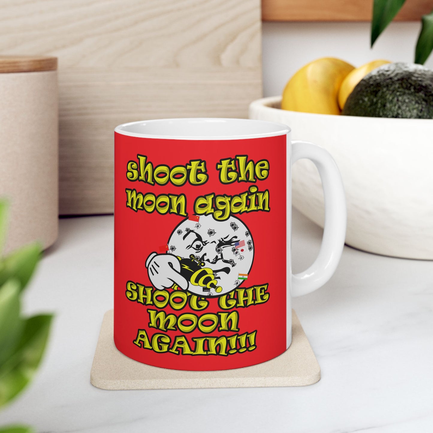 shoot the moon again - White Mug (red)