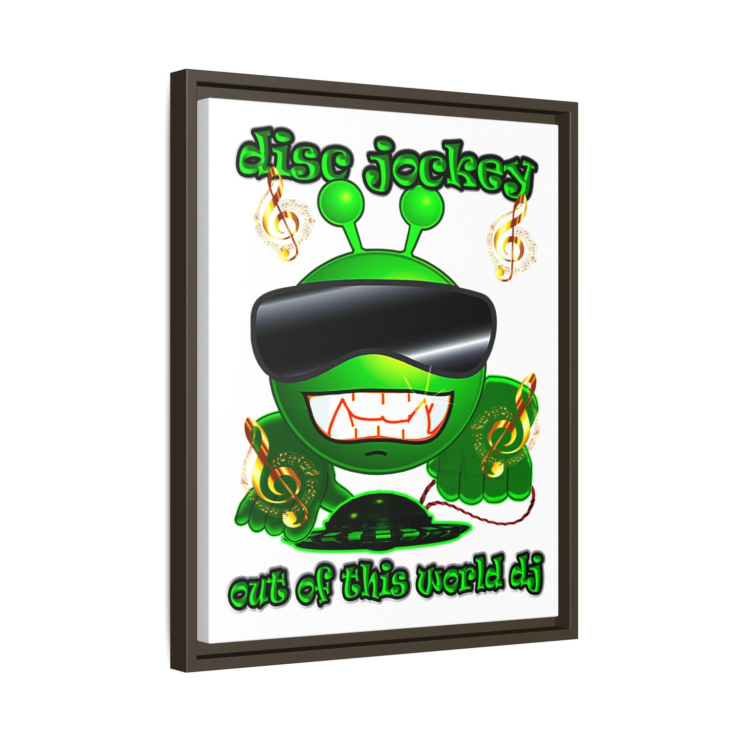 disc jockey - framed canvas art (white)