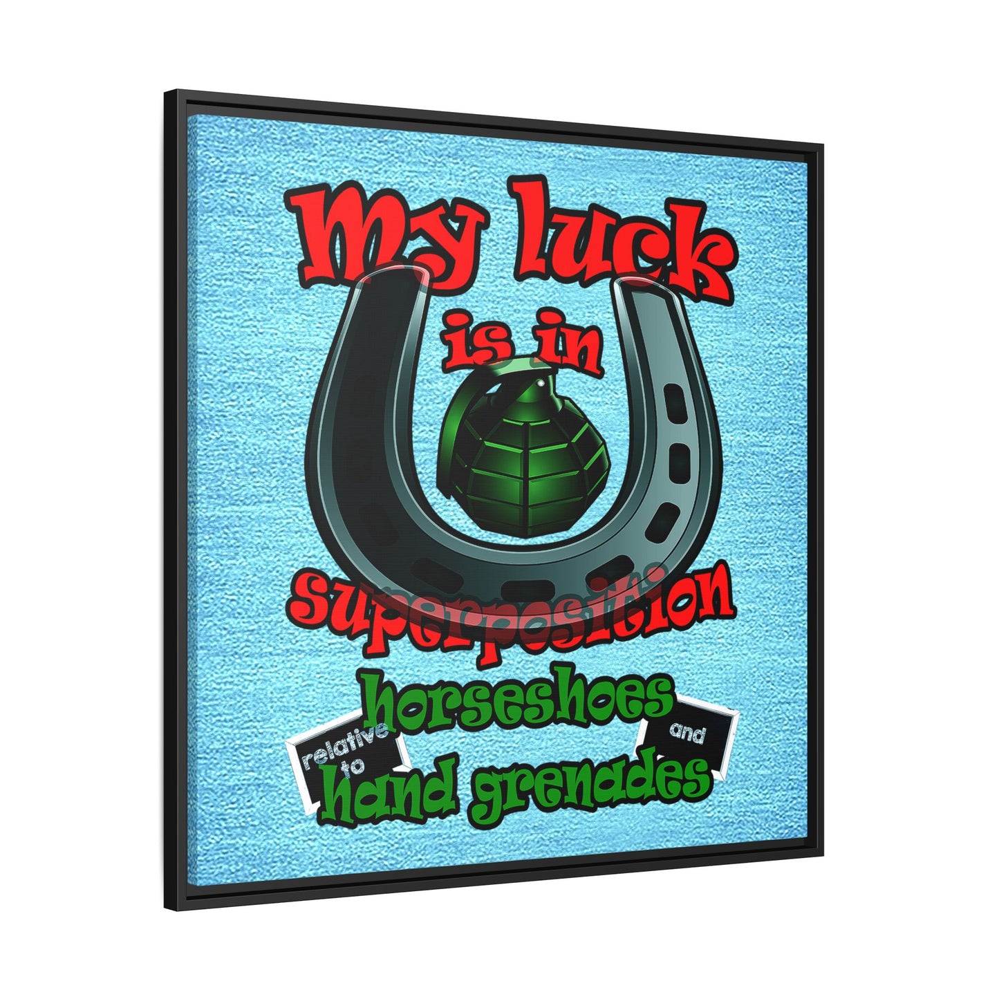 my luck - framed canvas art (faded blue)