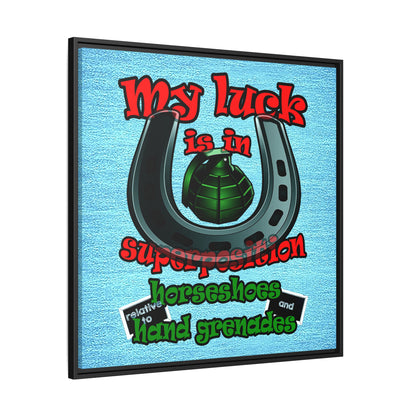 my luck - framed canvas art (faded blue)