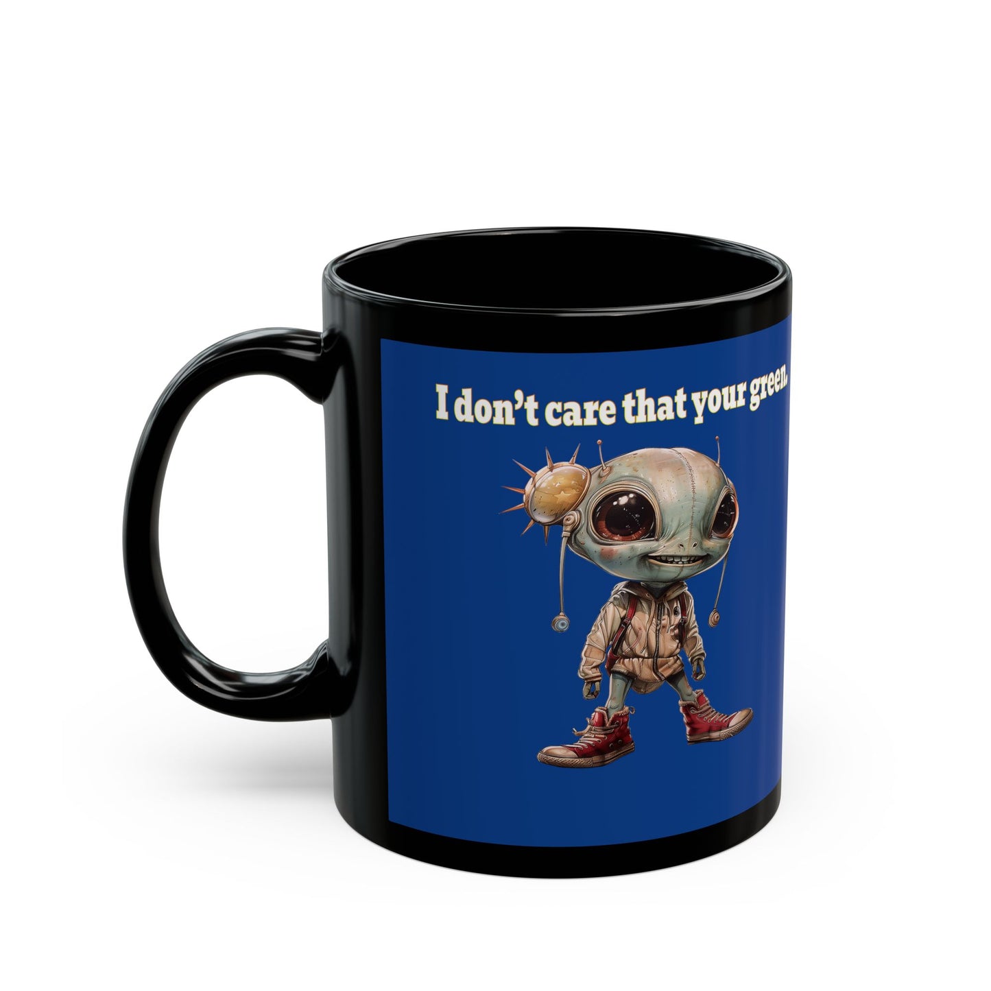 I don't care that your grey - Black Mug (dark blue)