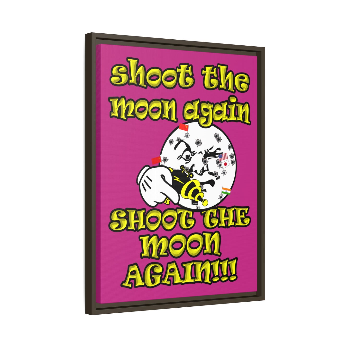 shoot the moon again - framed canvas art (pink)