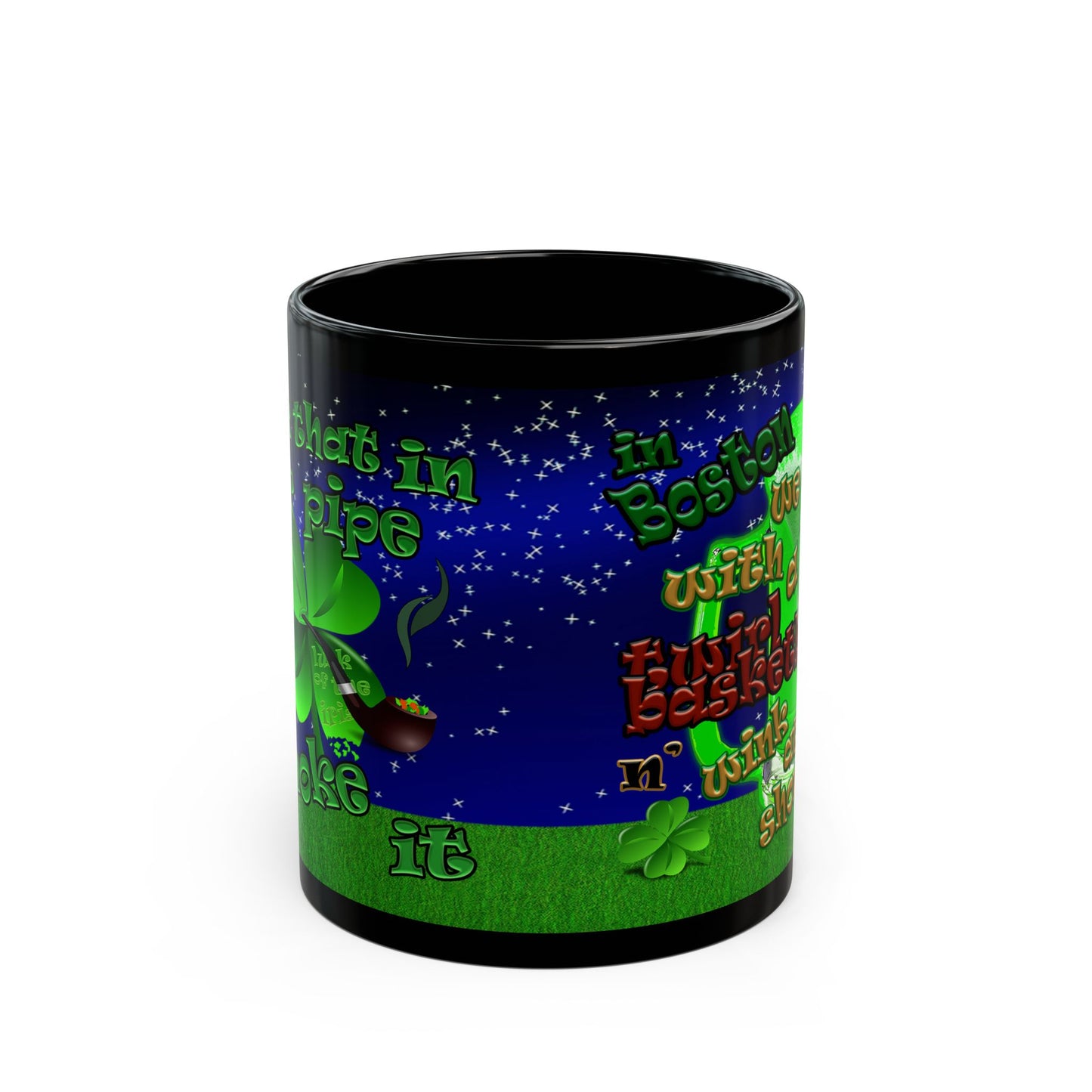 celtics logo - Black Mug ('snoops' background)
