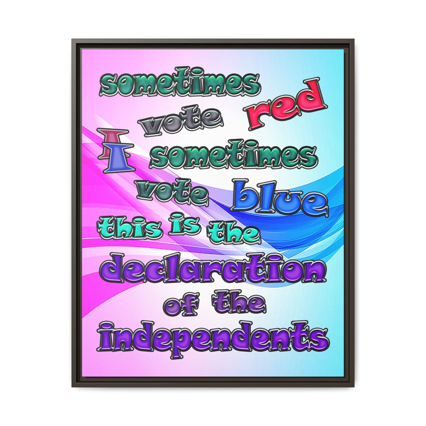declaration of the independents - framed canvas art (light blue-pink wave)