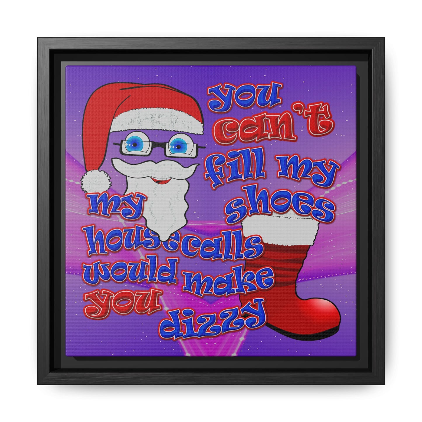 santa's shoes - framed canvas art (purple-pink wave)