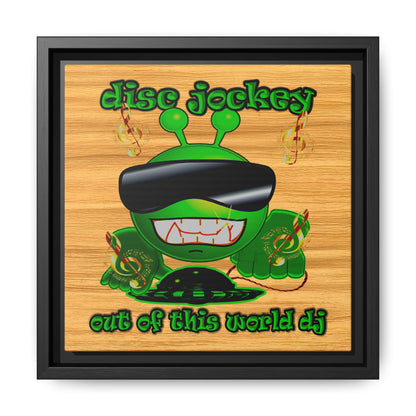 disc jockey - framed canvas art (butterscotch wood finish)