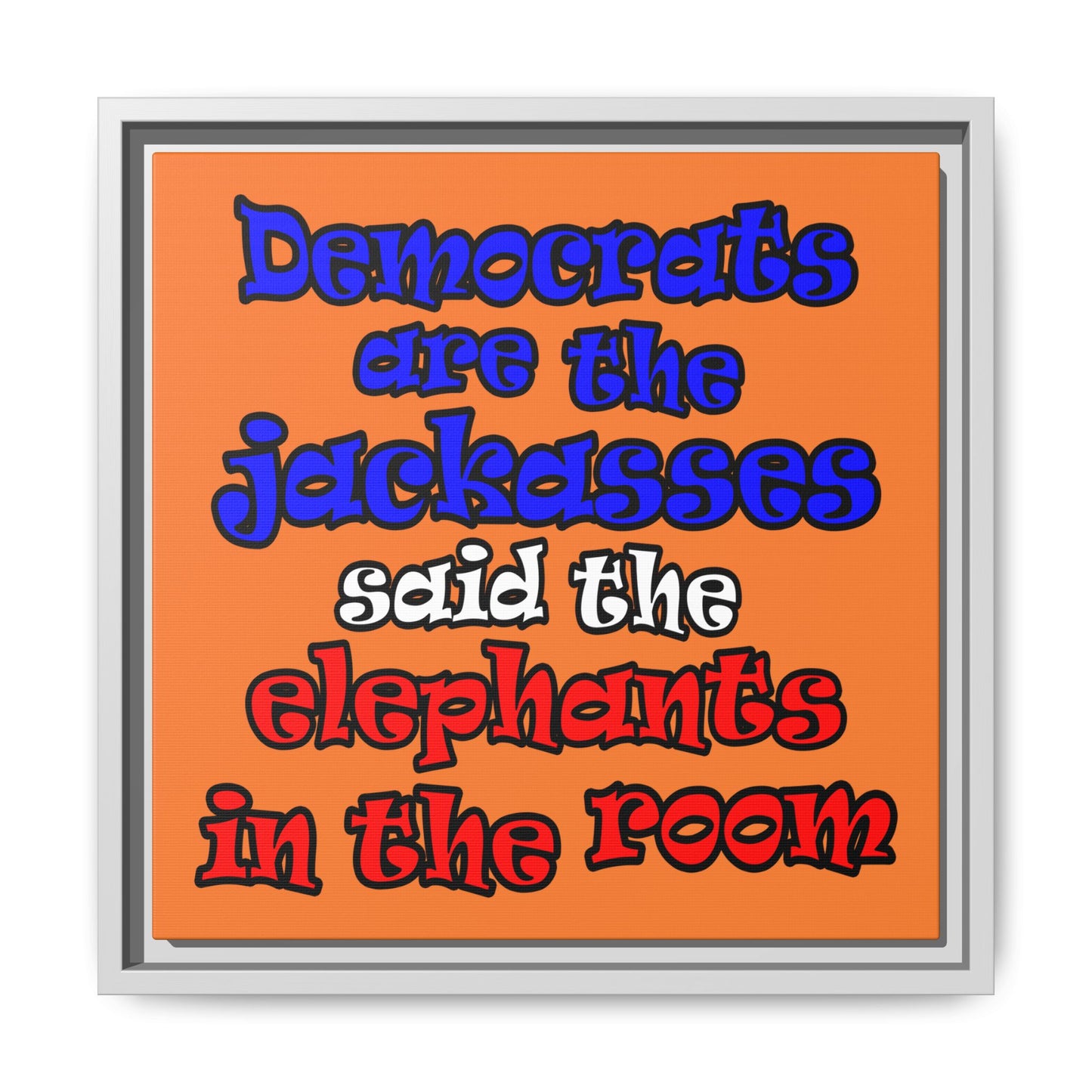 donkeys and elephants - framed canvas art (crusta)